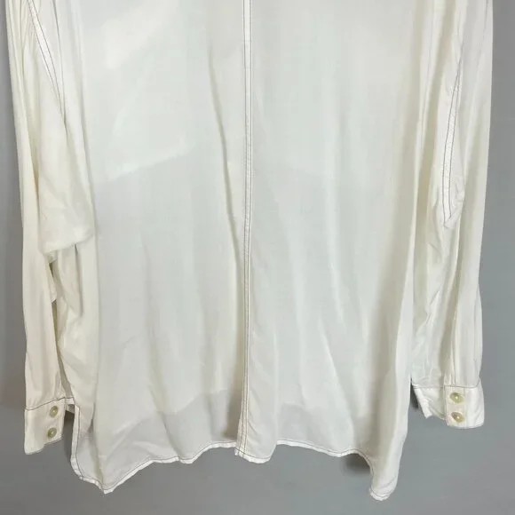 Urban Outfitters Blouse White Semi-Sheer Long Sleeve FLAWS Size Medium Women Top - Picture 16 of 16